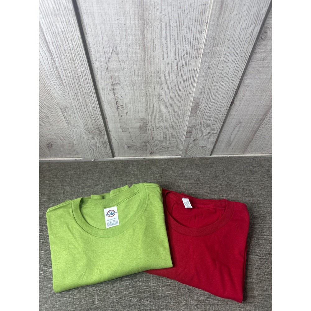 American Apparel Pro Weight Mens 2XL T-Shirt Bundle Red Lime Green 1701 Cotton